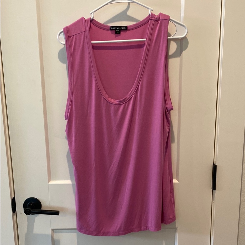Boston Proper Ladies‎ Scoop Neck Tank.  XL.  Rayon/Spandex.  Pink.